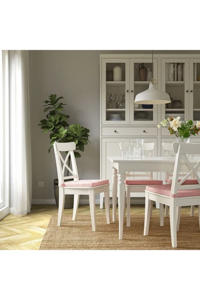 IKEA Justına Pembe Sandalye Minderi Cırt Cırt Bantlı 35/42x40x4 Cm Minder - 2