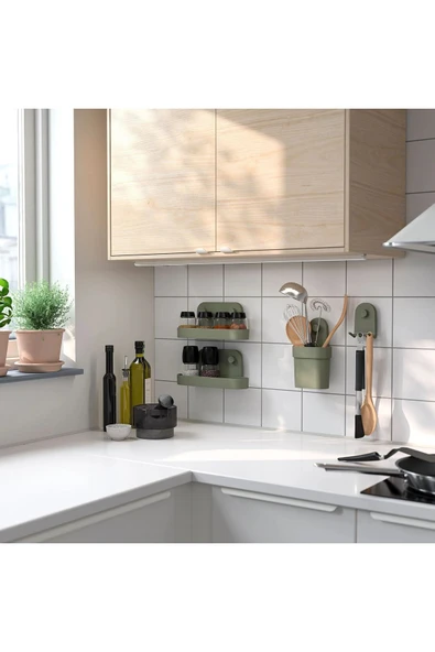 IKEA ÖBONÄS gri-yeşil 28 cm vantuzlu duvar rafı - 2
