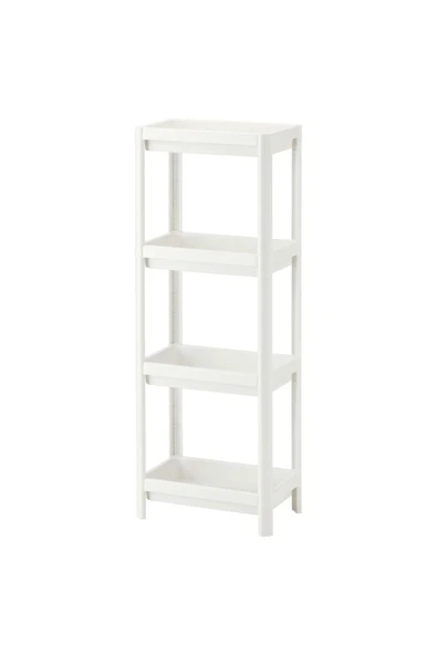 IKEA 4 Katlı Plastik Raf Ünitesi 37x23x101 Cm İkea Banyo Rafı Beyaz Düzenleme Rafı - 2
