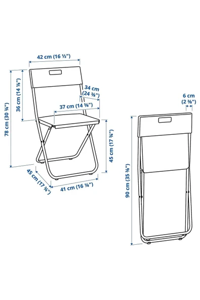 IKEA Gunde Galvanizli Çelik Katlanabilir Taşınır Sandalye Beyaz - 7