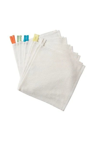 IKEA Unisex Çocuk Beyaz Krama 10 Adet 30x30 Cm Havlu Seti Bebek El Havlusu Peçete - 4