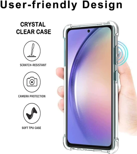 Samsung Galaxy A54 Uyumlu Darbe Önleyici Sararmaya Dayanıklı Airbag Korumalı Ultra Slim TPU Şeffaf Silikon Kılıf - 4