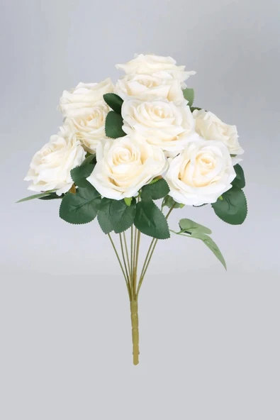 Yapay 9lu Lüx  KAT KAT Iri LODOS Gül Demeti BEYAZ ürün görseli