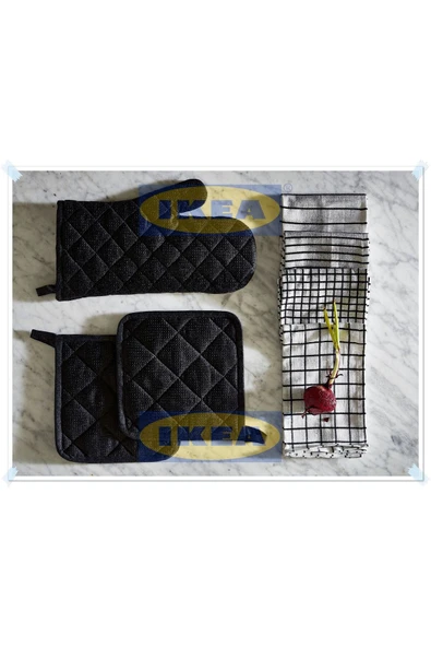 IKEA Rınnıg Beyaz Koyu Gri Kurulama Bezi, Mutfak Havlusu, 45x60 cm, 4'lü Set - 6