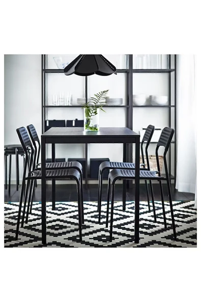 IKEA ADDE Siyah Çok Amaçlı Ev Mutfak Ofis Sandalyesi - 2
