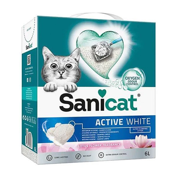 Sanicat Active White Topaklanan Kedi Kumu Lotus Çiçeği Kokulu 6 Lt