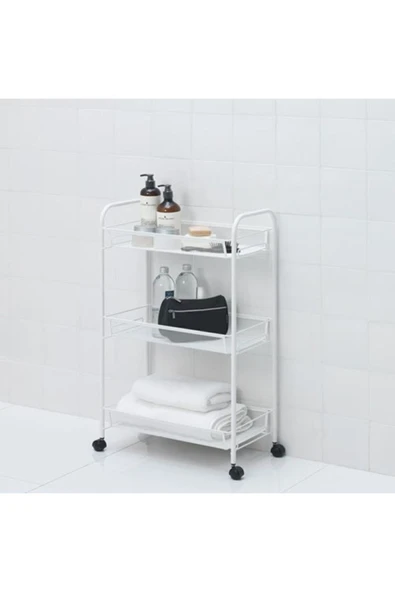 IKEA Tekerlekli Servis Arabası 26x48x77 Cm Çelik A Kalite Beyaz - 2