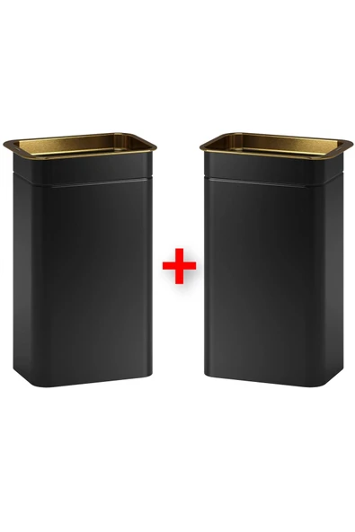 IKEA 2 Adet Kapaklı Saklama Kabı 11x7x20 Cm İkea 2'li Set Kuru Gıda Saklama Kutusu Metal Siyah Renk - 1