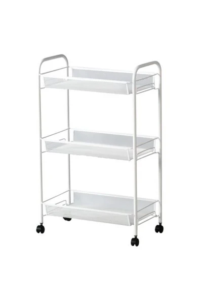 IKEA Tekerlekli Servis Arabası 26x48x77 Cm Çelik A Kalite Beyaz