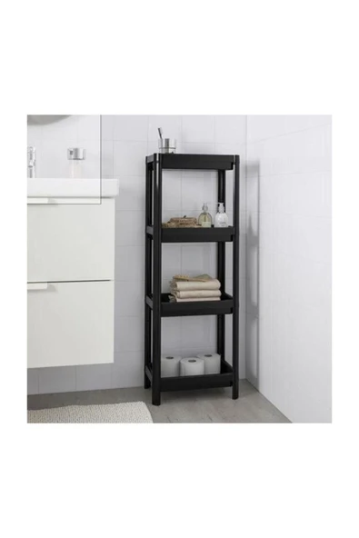 IKEA Frt Ikea Vesken 3 Katlı Siyah Bölmeli Banyo Raf Düzenleyici Siyah - 3