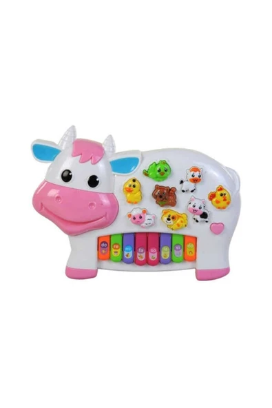 Can Ali Toys Pilli Işıklı Şarkılı Soru Cevaplı Türkçe Hayvan Sesli Çiftlik Hayvanlı Inek Piyano 3278 - 3