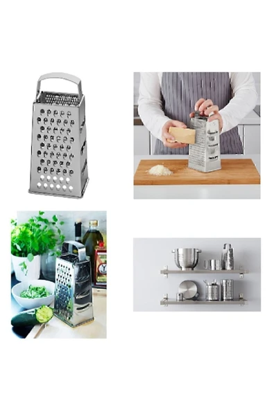 IKEA 4 Lü Set, Idealısk Rende 2'li Çırpıcı Seti Frk Koncıs Çelik Sarımsak Ezici Un Eleği - 3