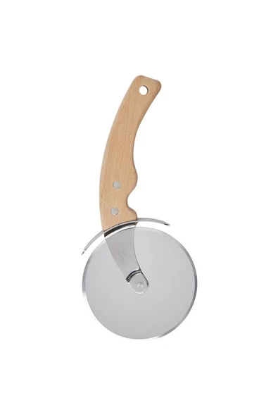 IKEA Grilltider 22 cm Masif Ahşap Kayın Saplı Paslanmaz Çelik Pizza Börek Kesici Bıçağı Bıçak - 1