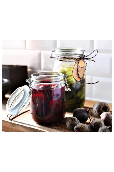 IKEA Vakum Kapaklı Cam Kavanoz Meridyendukkan Şeffaf 1.8 Litre Contalı Kavanoz - 2