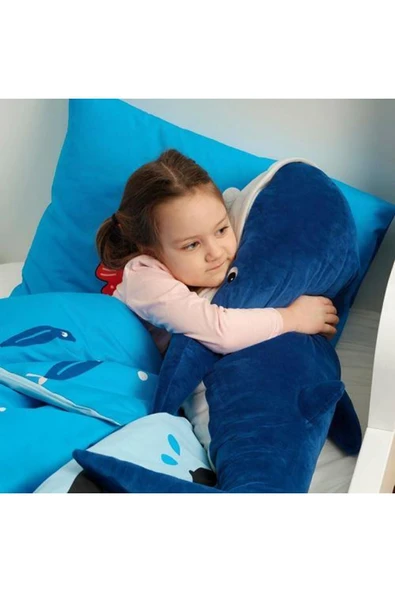 IKEA Peluş Oyuncak Mavi Balina Meridyendukkan Yumuşak Oyuncak 100 Cm Mavi-beyaz - 5