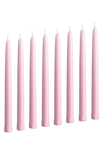 IKEA Kaliteli Klokhet 8 Adet Şamdan Mumu Yükseklik 25 Cm İkea 8'li Set Dekoratif Mum Pembe Renk - 3