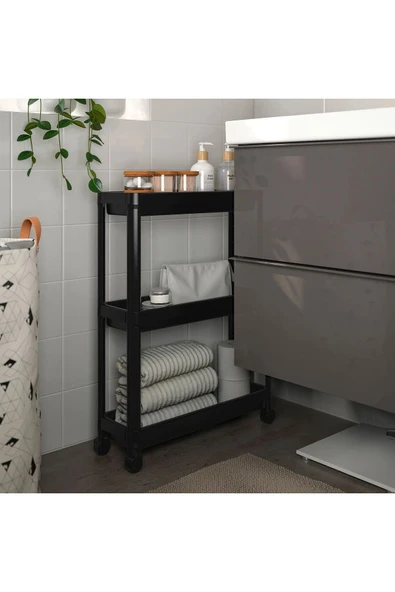 IKEA 3 Katlı Tekerlekli Çok Amaçlı Raf - Mutfak Düzenleyici Organizer Vesken Raf Ünitesi Servis Sehpası - 3