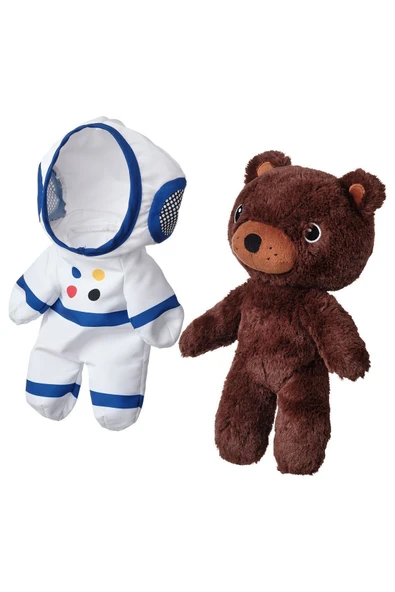 IKEA AFTONSPARV 28 Cm Çıkarılabilir Astronot Giysili Ayı Yumuşak Peluş Oyuncak - 3