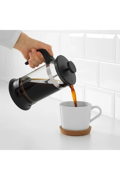 IKEA Isıya Dayanıklı French Press Cam Demlik 1 Lt 22 Cm Paslanmaz Çelik - 5