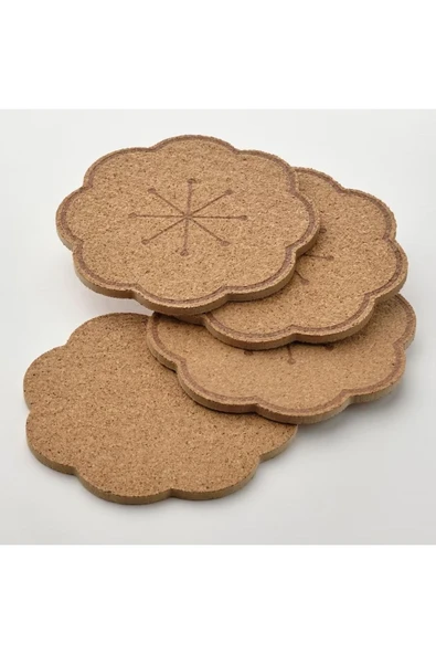 IKEA Ahşap SVARTVIDE 4 ADET 10 CM MANTAR BARDAK ALTLIĞI Altıgen 1-6 - 3
