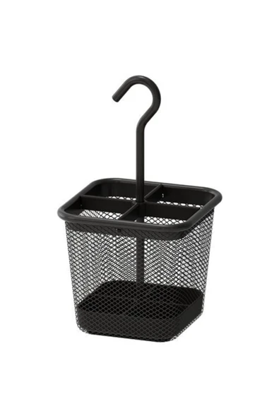 IKEA 4 Bölmeli Askılı Kaşıklık 12x12x24 Cm İkea Tezgah Üstü Çatal Bıçaklık Siyah - 1