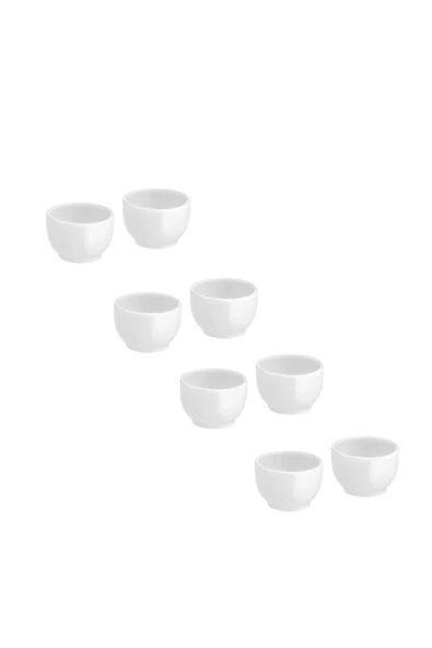 IKEA 8'li Set Kahvaltılık Yumurta Kabı Çap 5 cm İkea 8 Adet Porselen Yumurtalık Beyaz Yükseklik 3 Cm