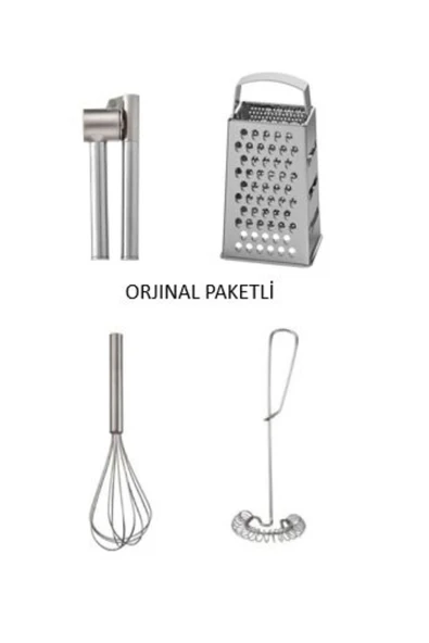 IKEA 4 Parça 3'lü Mutfak Seti; Koncıs Sarımsak Ezici Idealısk Rende Idealısk 2 Li Çırpıcı