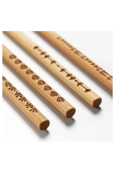 IKEA 4 Çift 8 Parça Bambu Chopstick Uzunluk: 24 Cm Sushi Çubuğu Ahşap Yemek Çubuğu - 2
