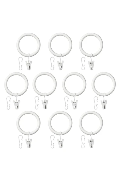 IKEA Syrlıg Perde Halkası Seti, Beyaz, 38 Mm, 10 Adet
