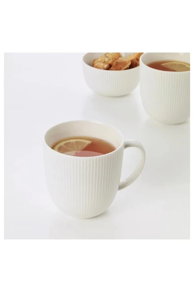 IKEA 6 Parça Kupa-bardak Takımı Beyaz Renk Modern Klasik 31 Cl Feldispat Porsele - 3