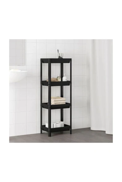 IKEA Frt Ikea Vesken 3 Katlı Siyah Bölmeli Banyo Raf Düzenleyici Siyah
