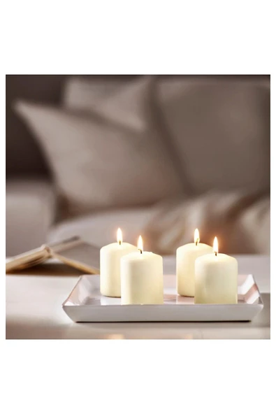 IKEA 8 Adet Blok Mum Yükseklik: 8 Cm İkea 8'li Set Dekoratif Mum Salon Mumu Yanma Süresi: 15 Saat - 3