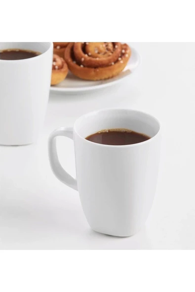 IKEA 4'lü Set Kuplu Çay Bardağı Yükseklik 11 Cm İkea 4 Adet Porselen Kahve Beyaz Bardak Hacim 300 ml
