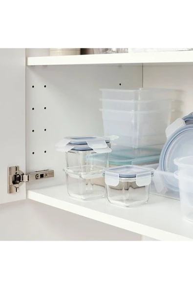 IKEA 365 3 Adet Kapaklı Kare Cam Saklama Kabı, 180 Ml, Tiona-0010 - 3