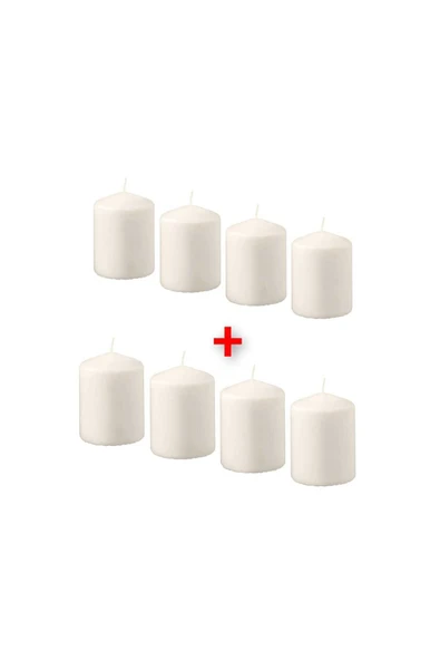 IKEA 8 Adet Blok Mum Yükseklik: 8 Cm İkea 8'li Set Dekoratif Mum Salon Mumu Yanma Süresi: 15 Saat