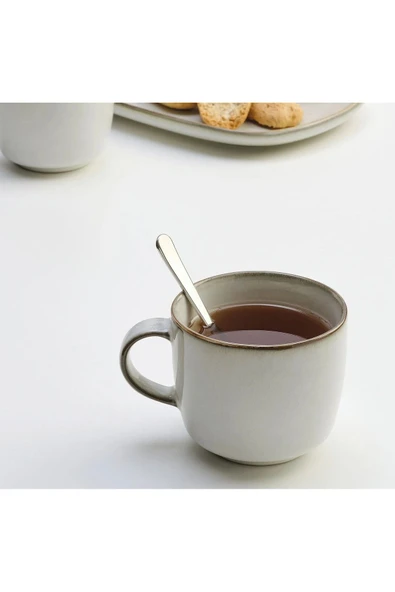 IKEA Kaliteli 2 Adet Kulplu Kupa Yükseklik 8 Cm İkea 2'li Set Çay Fincanı Açık Gri Bardak Hacim 370 ml - 4