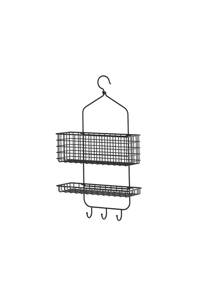 IKEA Asılabilir Kancalı Duş Sepeti Yükseklik 56 Cm Ikea Katlı Metal Duş Rafı Siyah Çelik Raf - 4
