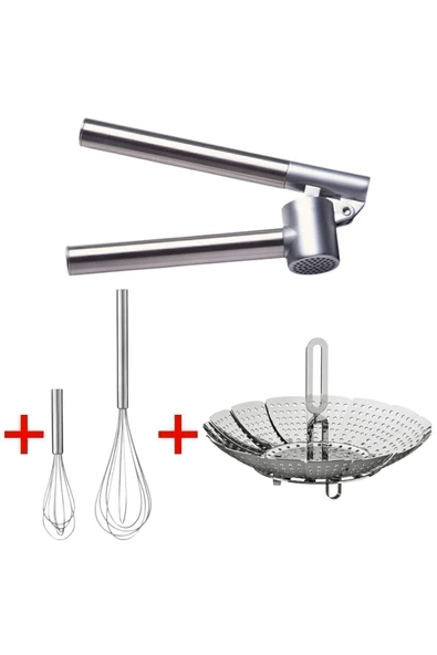 IKEA 3'lü Set Sarımsak Ezici - Buharda Pişirici - Çırpıcı