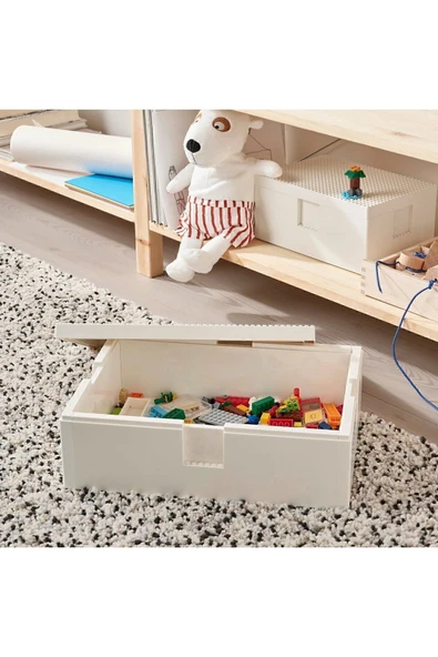 IKEA BYGGLEK kapaklı LEGO® kutusu beyaz 35x26x12 cm - 2