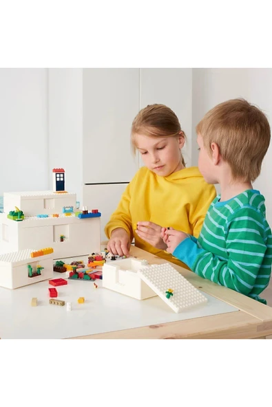 IKEA BYGGLEK kapaklı LEGO® kutusu beyaz 35x26x12 cm - 3