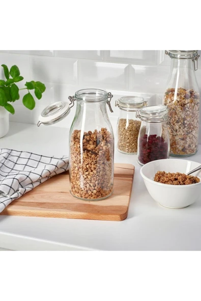 IKEA New Korken Kapaklı Cam Kavanoz 1 Lt Yeni - 2