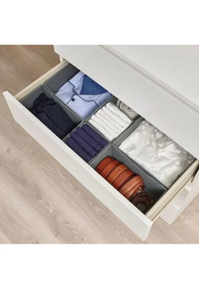 IKEA Premium Ürün Dayanıklı Sağlam Şık Tasarım Kumaş Dolap Çekmece Düzenleyici 6 Parça Kutu Seti SKUBB - 2
