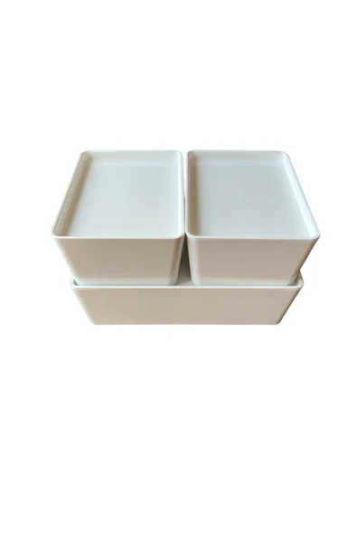 IKEA Kuggıs Kapaklı Kutu Beyaz Set, (3'lü Set) - 6