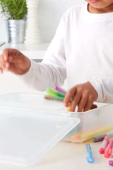 IKEA Şeffaf Kapaklı Kutu \ Beş Bölmeli Düzenleyici Kutu \ 34x21x8 - 3