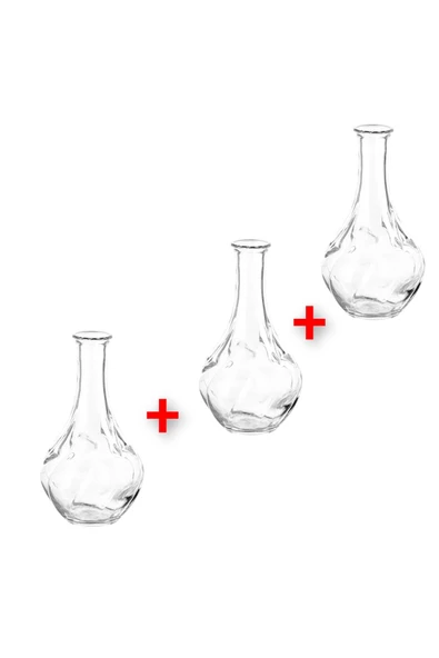 IKEA 3 Adet Cam Vazo Yükseklik 17 Cm İkea 3'lü Set Dekoratif Çiçek Vazosu Şeffaf Bitki Vazosu