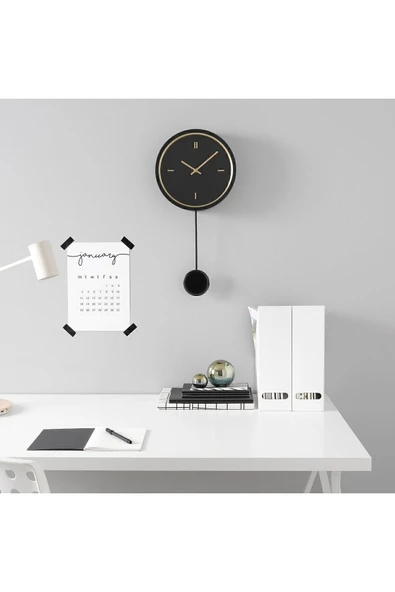 IKEA STURSK DUVAR SAATİ, SİYAH-ALTIN RENGİ, 26 cm - 4
