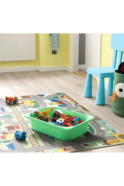 IKEA 3 Adet Plastik Oyuncak Saklama Kutusu 42x30x10 Cm İkea 3'lü Set Düzenleme Kutusu Açık Yeşil Kutu - 2