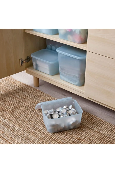 IKEA Dikdörtgen kapaklı saklama kutusu, şeffaf gri-mavi, 18x24x12 cm/3.5 lt - 2