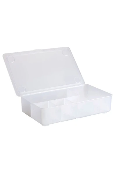 IKEA Kapaklı Bölmeli Kutu 34x21x8 Cm İkea Saklama Kutusu Takı Makyaj Malzemesi Kutusu Plastik - 1