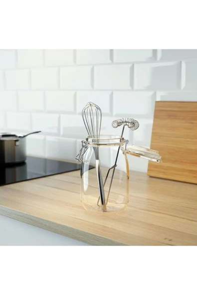 IKEA 3lü Set 2 Adet Paslanmaz Çelik Çırpıcı 1 Adet 500 Ml Plastik Ölçü Kabı Shaker - 6